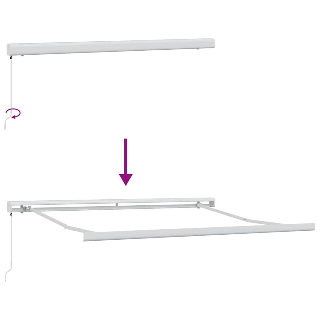 Einziehbare Markise Grün und Weiß 350 x 250 cm Stoff und Metall