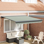Einziehbare Markise Grün und Weiß 350 x 250 cm Stoff und Metall