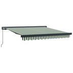Einziehbare Markise Grün und Weiß 350 x 250 cm Stoff und Metall