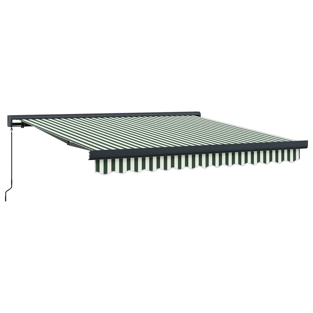 Einziehbare Markise Grün und Weiß 350 x 250 cm Stoff und Metall