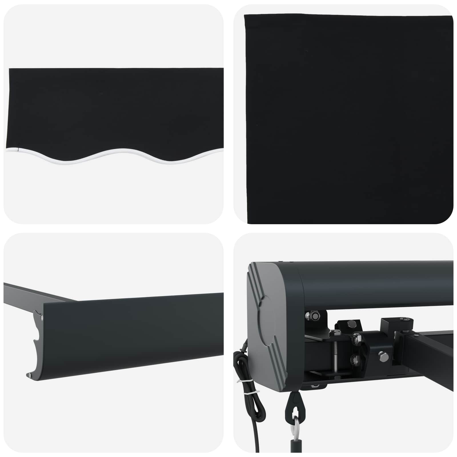 Markise Schwarz 400 x 300 cm Polyester und Aluminium