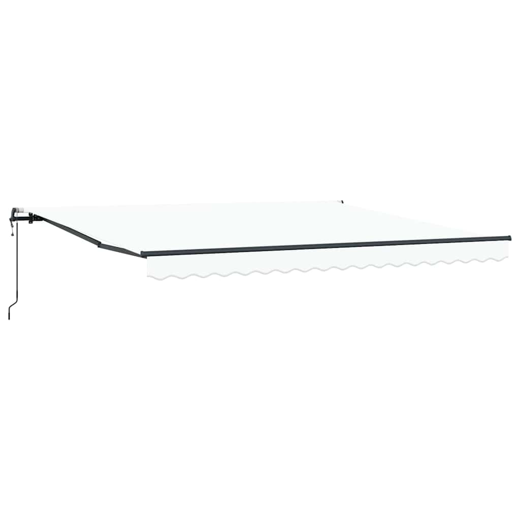 Einziehbare Markise Weiß 400 x 300 cm Stoff und Aluminium