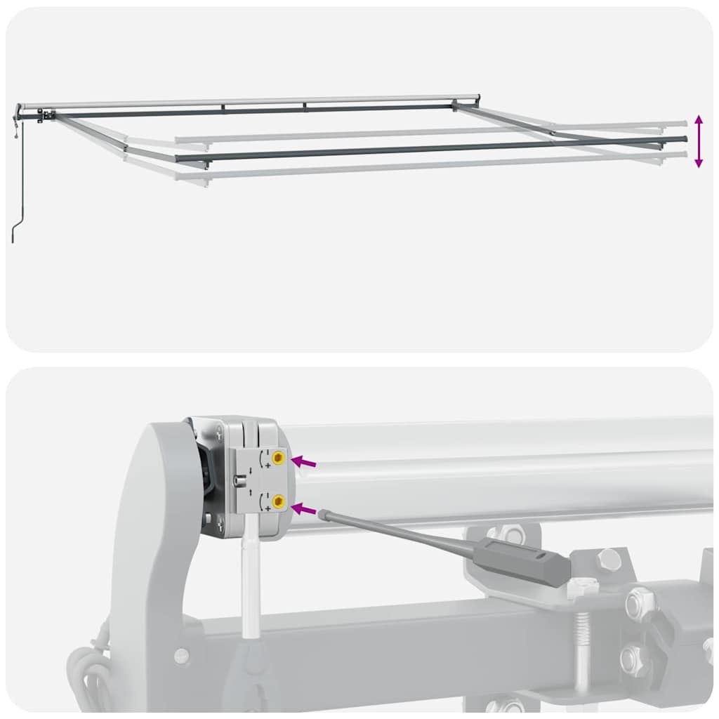 Einziehbare Markise Weiß 400 x 300 cm Stoff und Aluminium