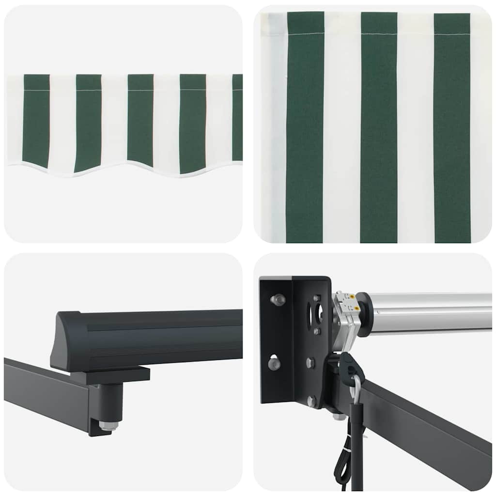 Einziehbare Markise Grün und Weiß 400 x 300 cm