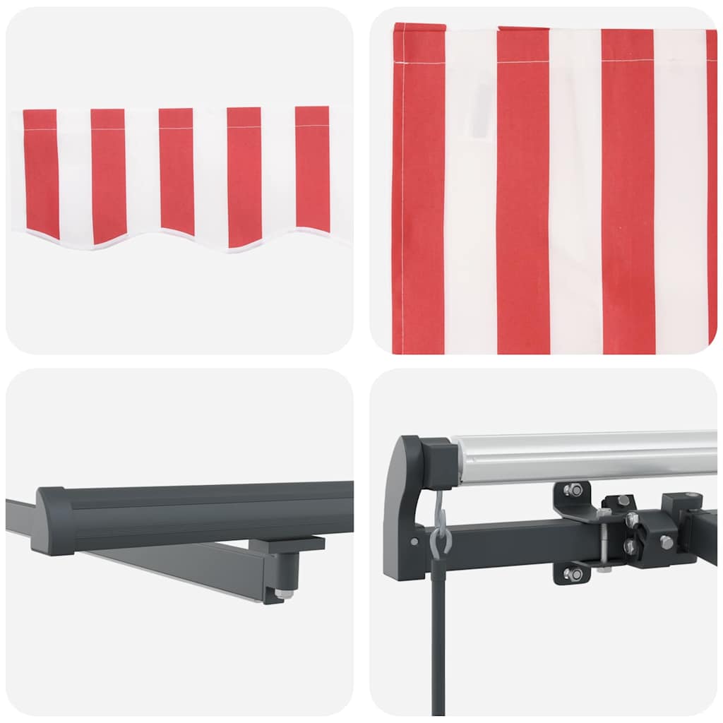 Einziehbare Markise Rot und Weiß 400 x 350 cm Stoff