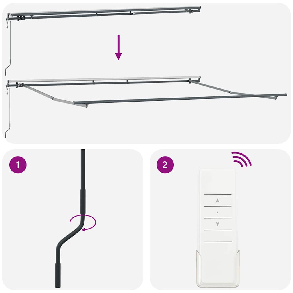 Einziehbare Markise Mehrfarbig 400 x 350 cm Stoff und Aluminium