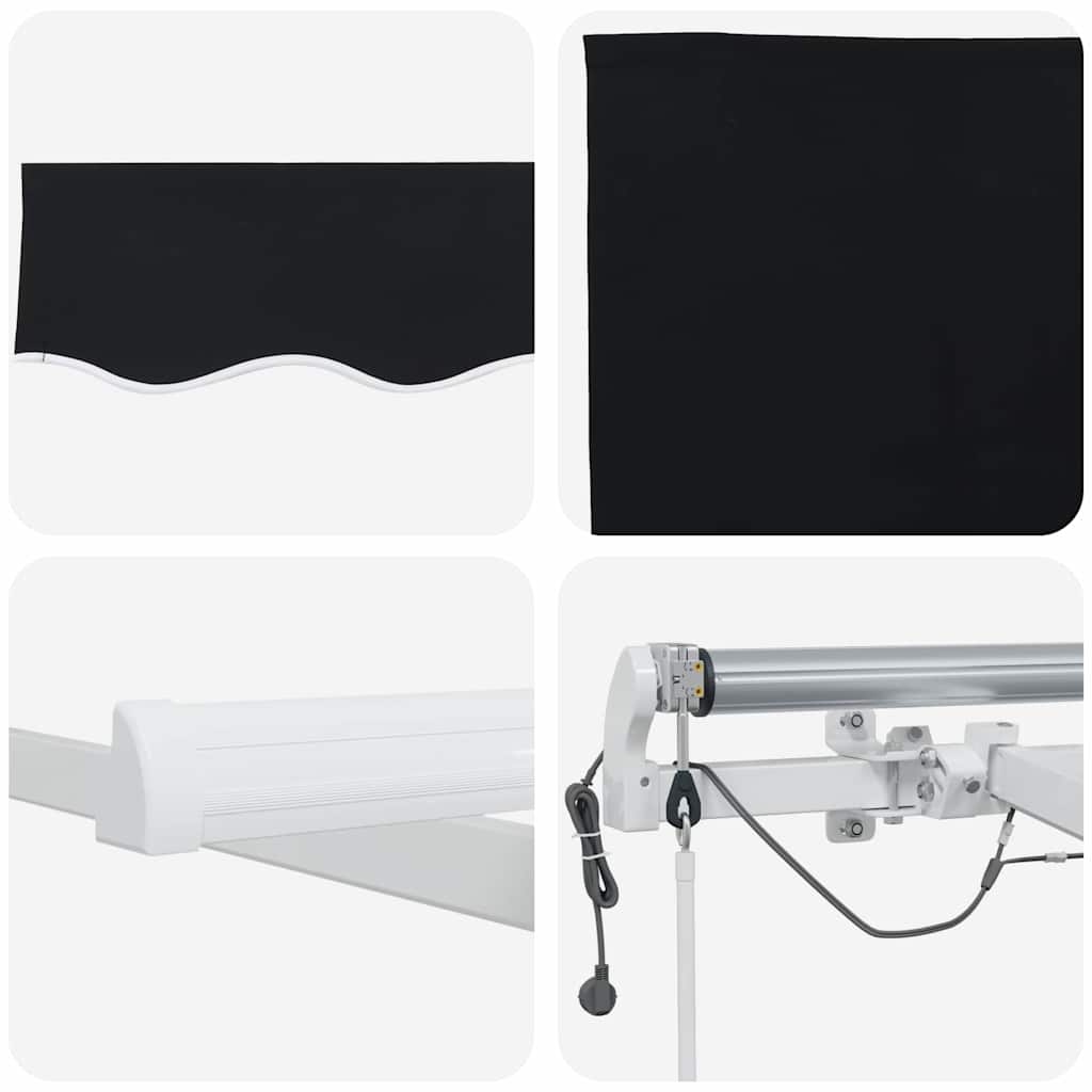 Einziehbare Markise Schwarz 400 x 350 cm Polyester und Metall