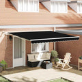Einziehbare Markise Schwarz 400 x 350 cm Polyester und Metall