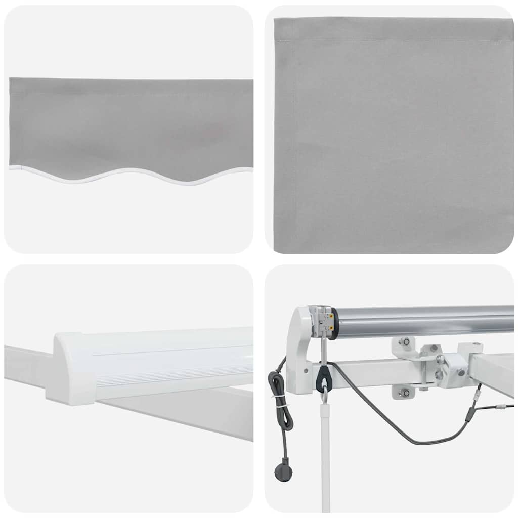 Einziehbare Markise Hellgrau 400 x 350 cm Polyester und Metall