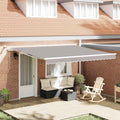 Einziehbare Markise Hellgrau 400 x 350 cm Polyester und Metall