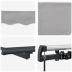 Einziehbare Markise Hellgrau 400 x 350 cm Polyester und Stahl