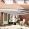 Einziehbare Markise Hellgrau 400 x 350 cm Polyester und Stahl