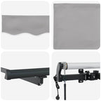 Einziehbare Markise Hellgrau 400 x 350 cm Stoff und Aluminium