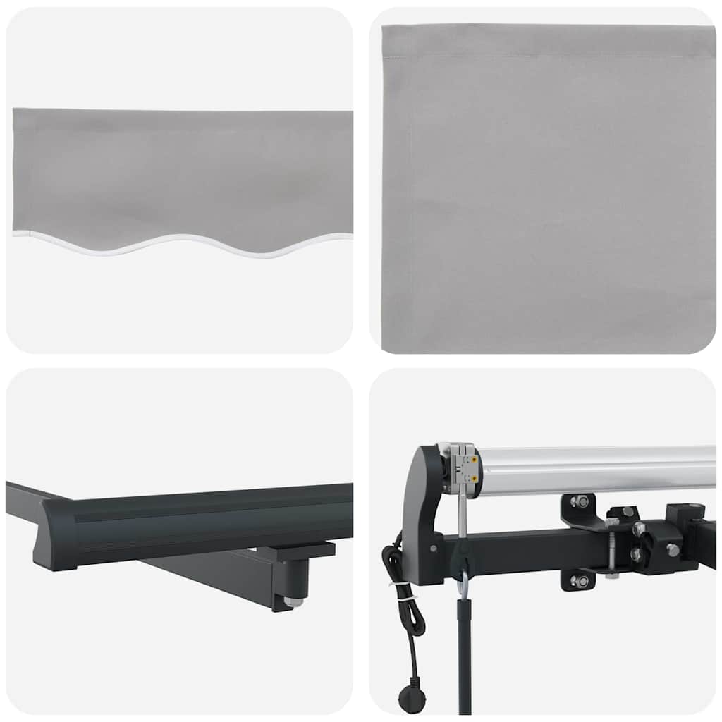 Einziehbare Markise Hellgrau 400 x 350 cm Stoff und Aluminium