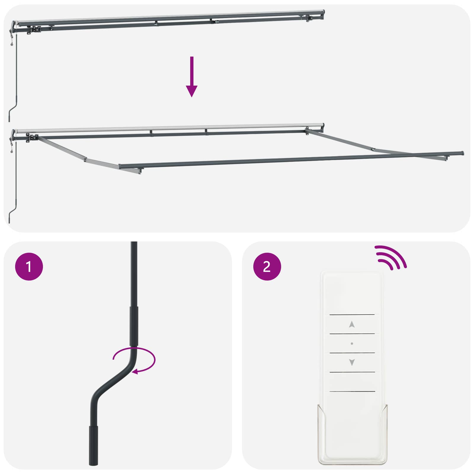 Einziehbare Markise Mehrfarbig 450 x 300 cm Stoff und Aluminium