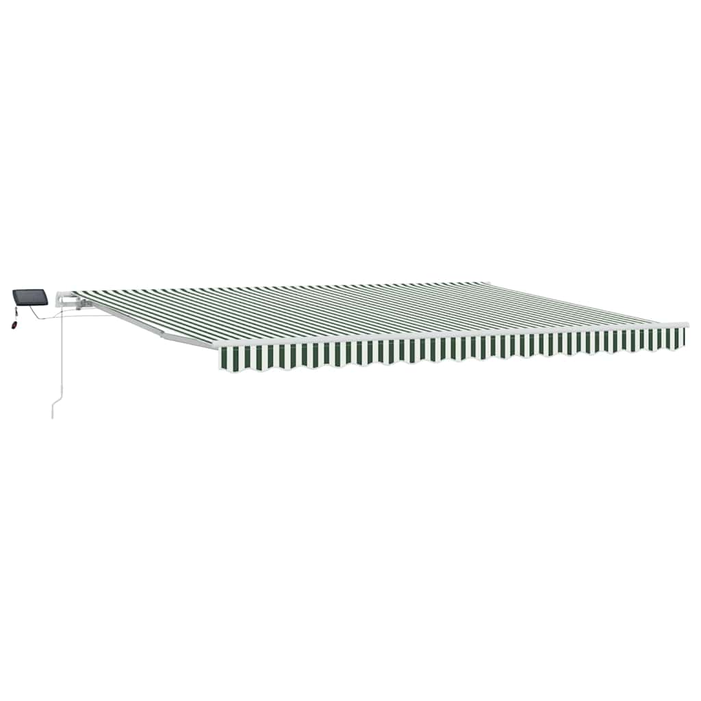 Einziehbare Markise Grün und Weiß 450 x 300 cm Stoff und Stahl