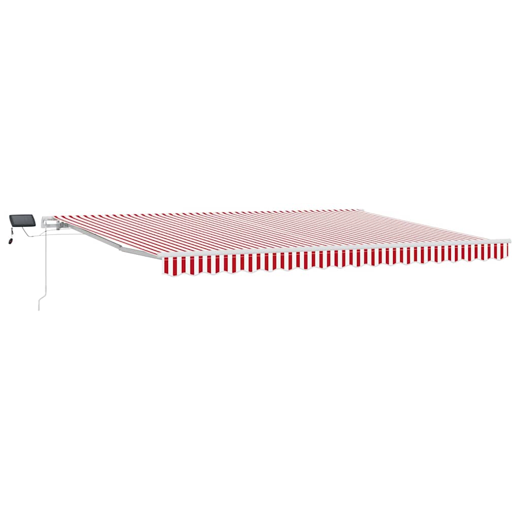 Einziehbare Markise Rot und Weiß 450 x 350 cm Stoff und Stahl
