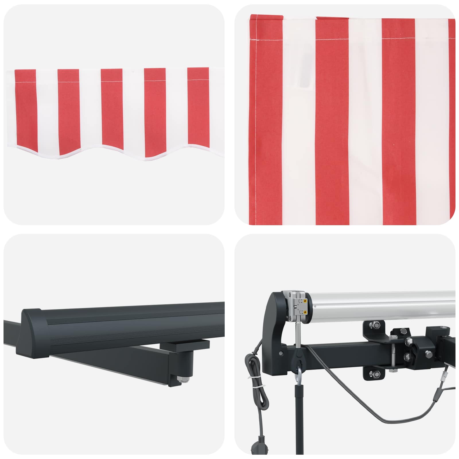 Markisenstoff Rot und Weiß 450 x 350 cm Polyester