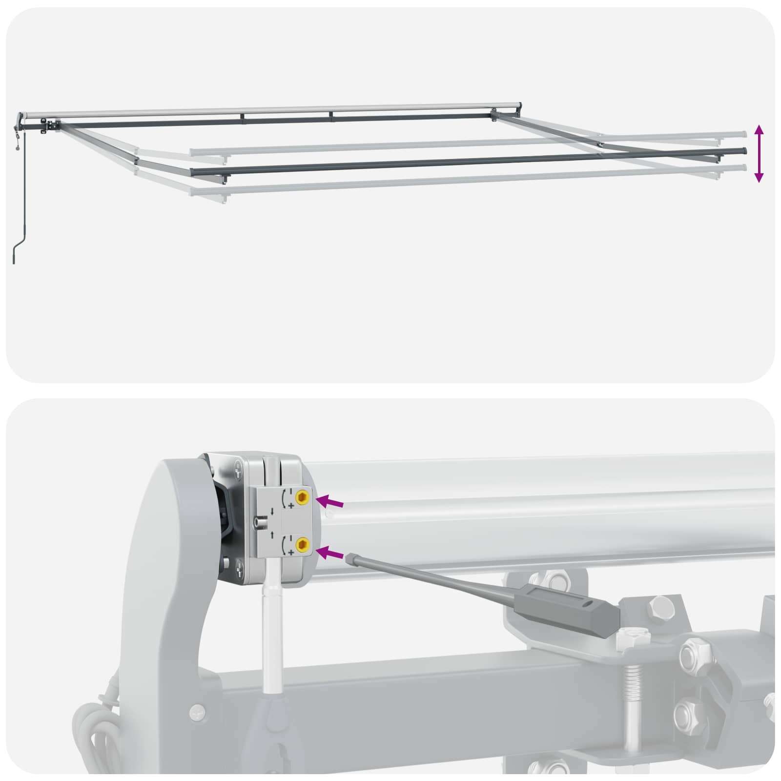 Einziehbare Markise Weiß 450 x 350 cm Stoff und Aluminium