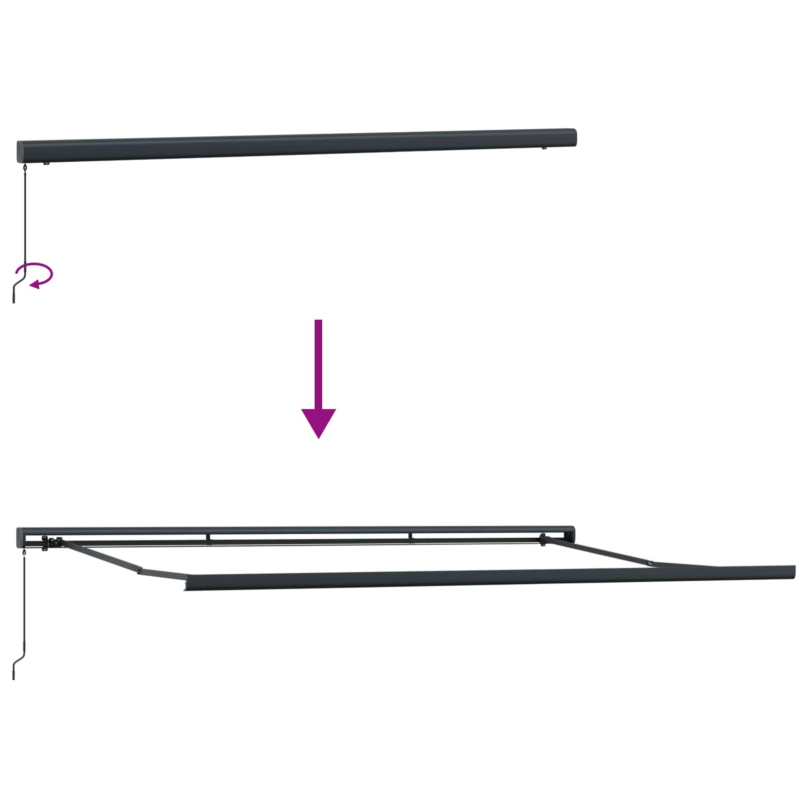 Einziehbare Markise Grün und Weiß 500 x 300 cm Stoff und Metall