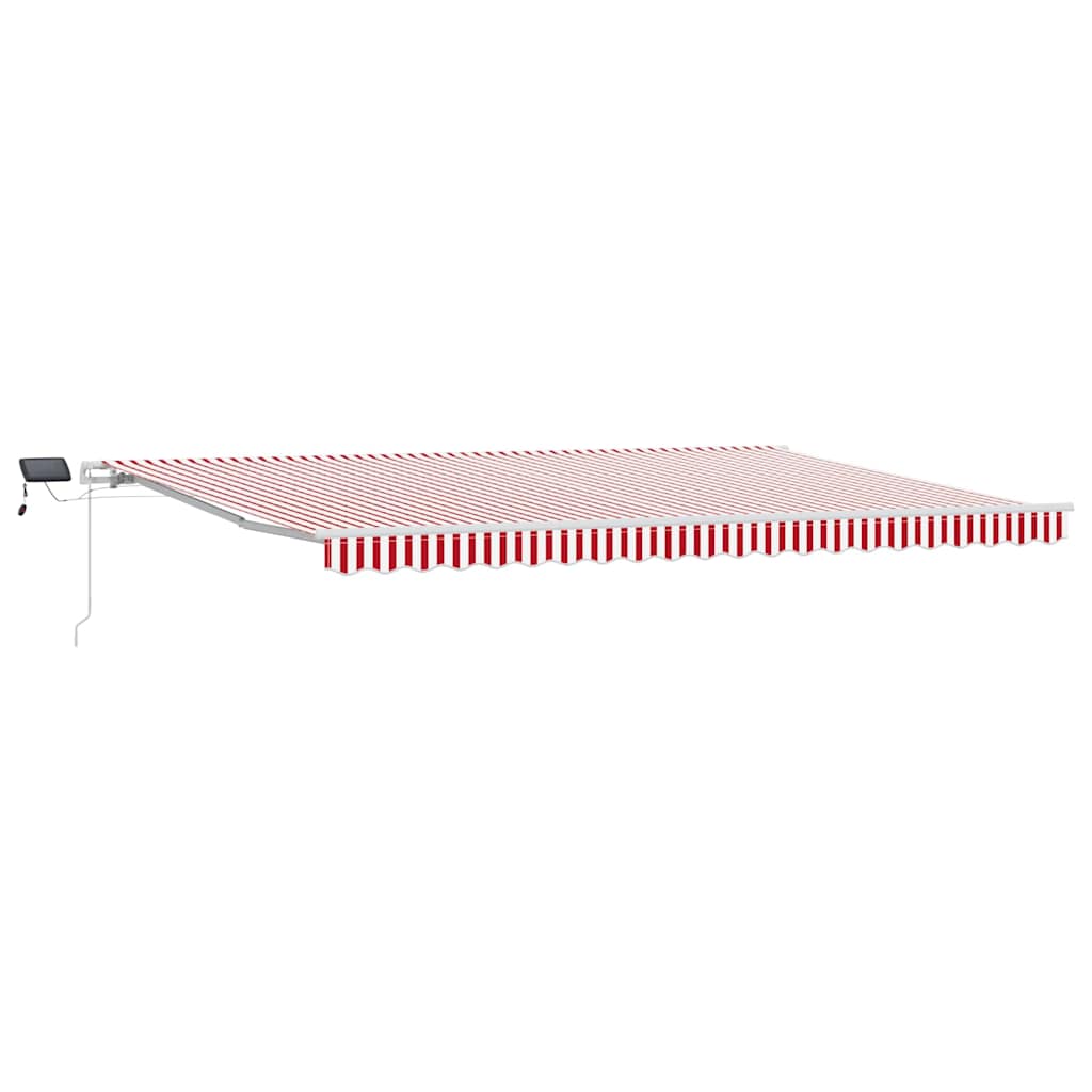 Einziehbare Markise Rot und Weiß 500 x 350 cm Stoff und Stahl