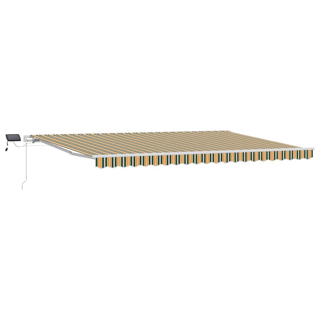 Einziehbare Markise Grün und Gelb 500 x 350 cm Stoff und Stahl