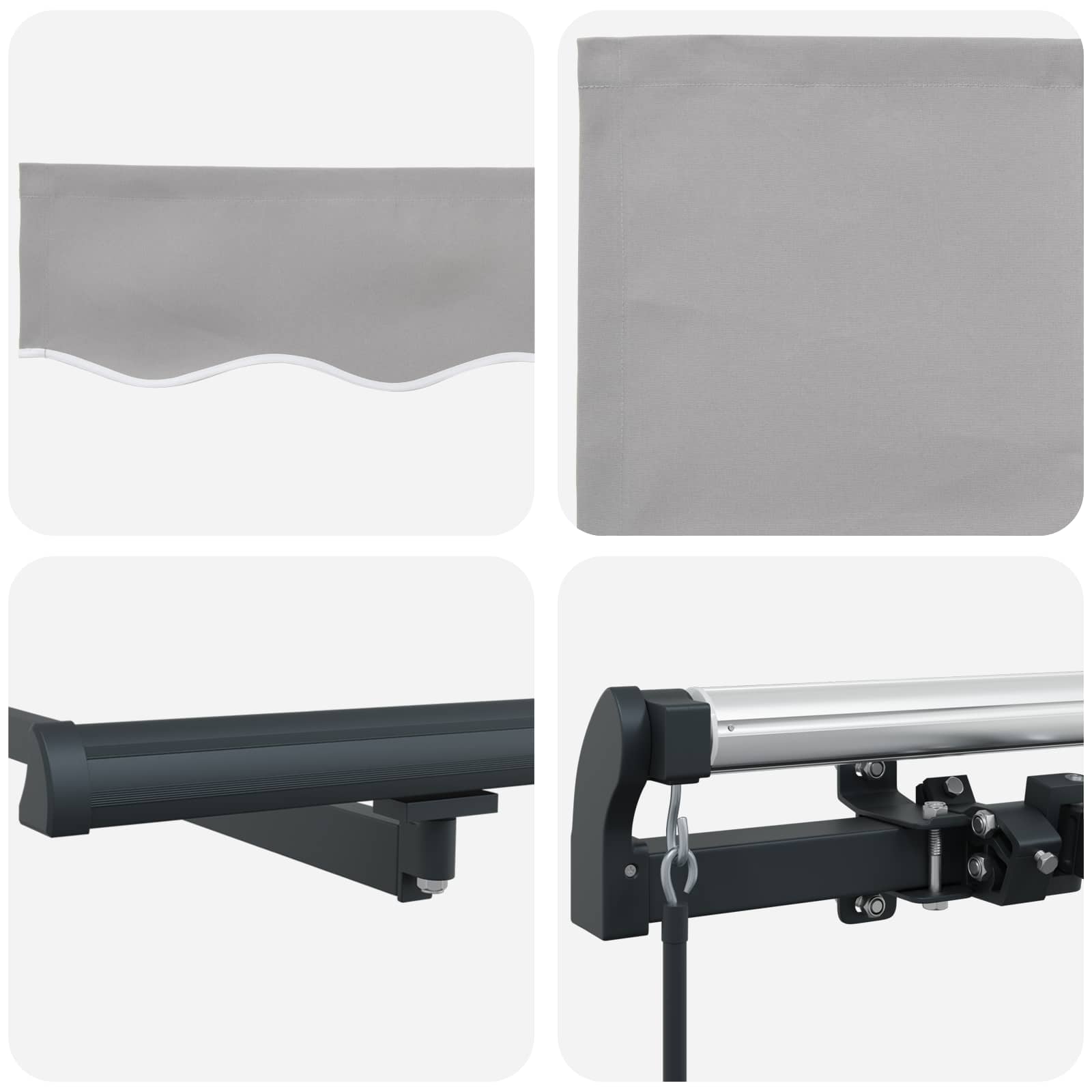 Einziehbare Markise Hellgrau 600 x 300 cm Polyester und Stahl