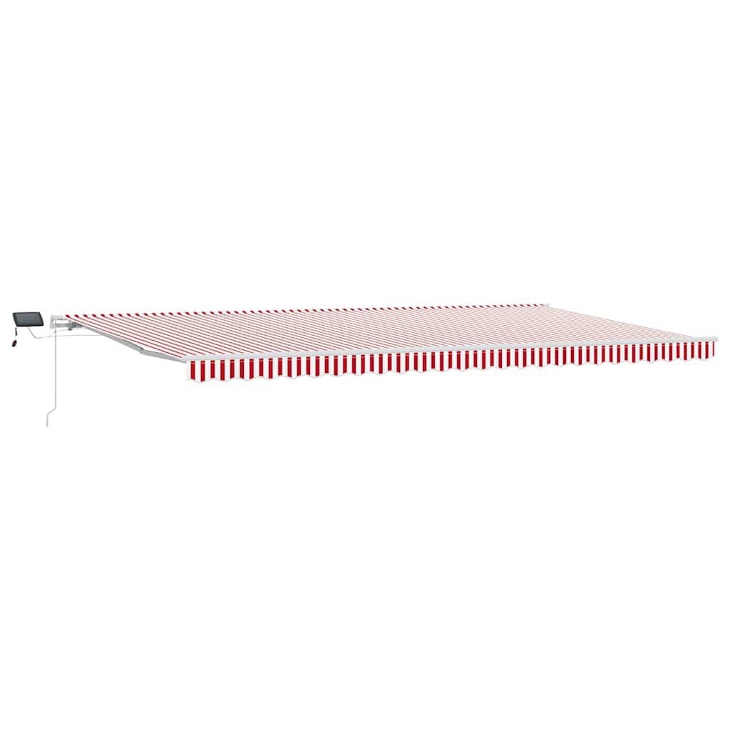 Einziehbare Markise Rot und Weiß 600 x 350 cm Stoff und Stahl