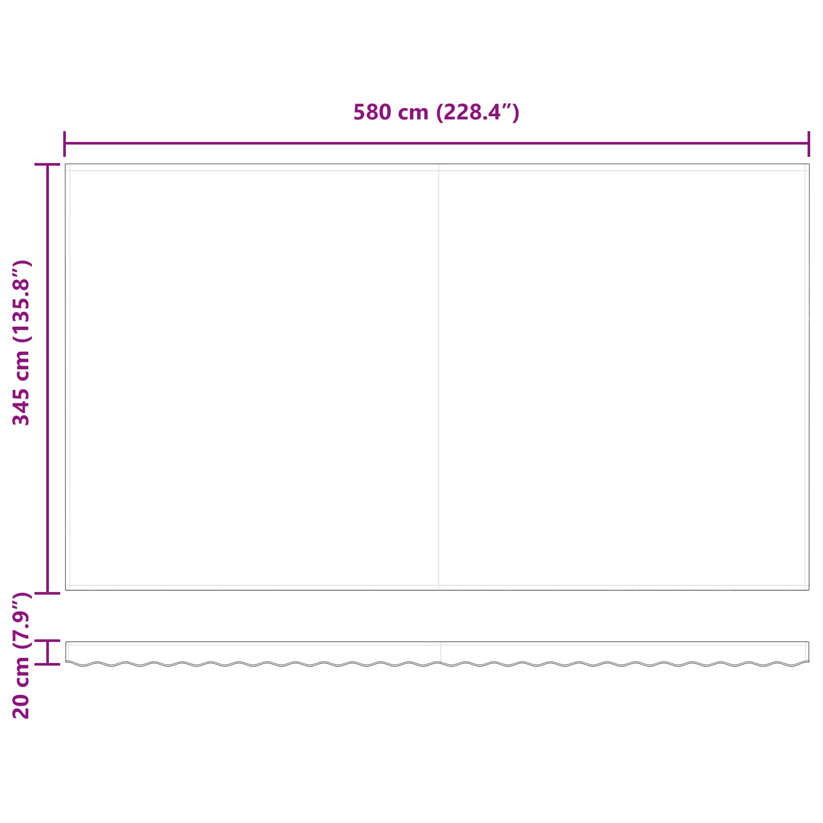 Einziehbare Markise Hellgrau 600 x 350 cm Polyester und Stahl