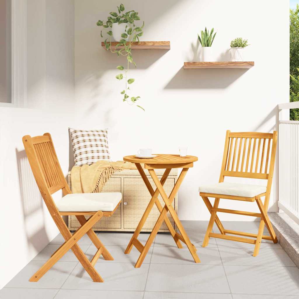 Klappstuhl mit Kissen 2 pcs Braun Massivholz Akazie