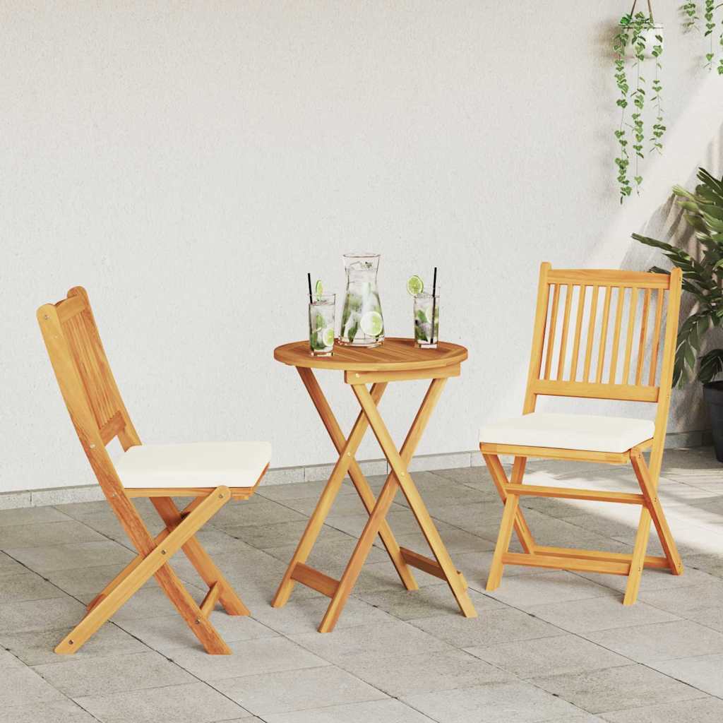Klappstuhl mit Kissen 2 pcs Braun Massivholz Akazie