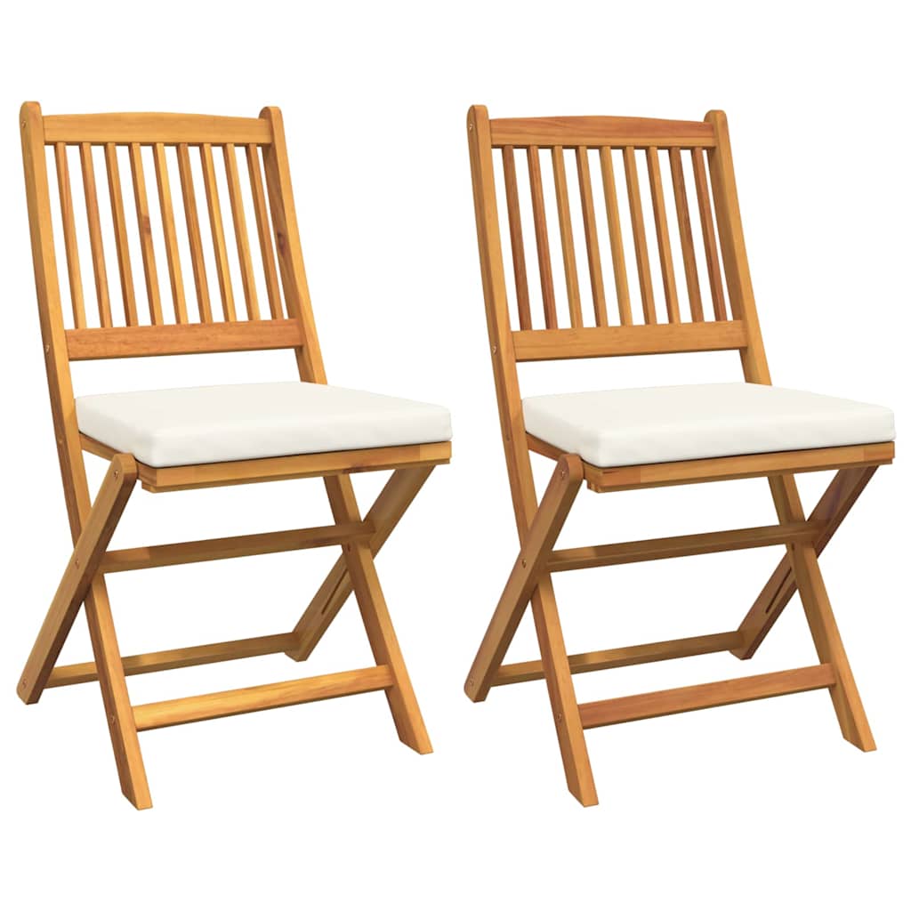 Klappstuhl mit Kissen 2 pcs Braun Massivholz Akazie