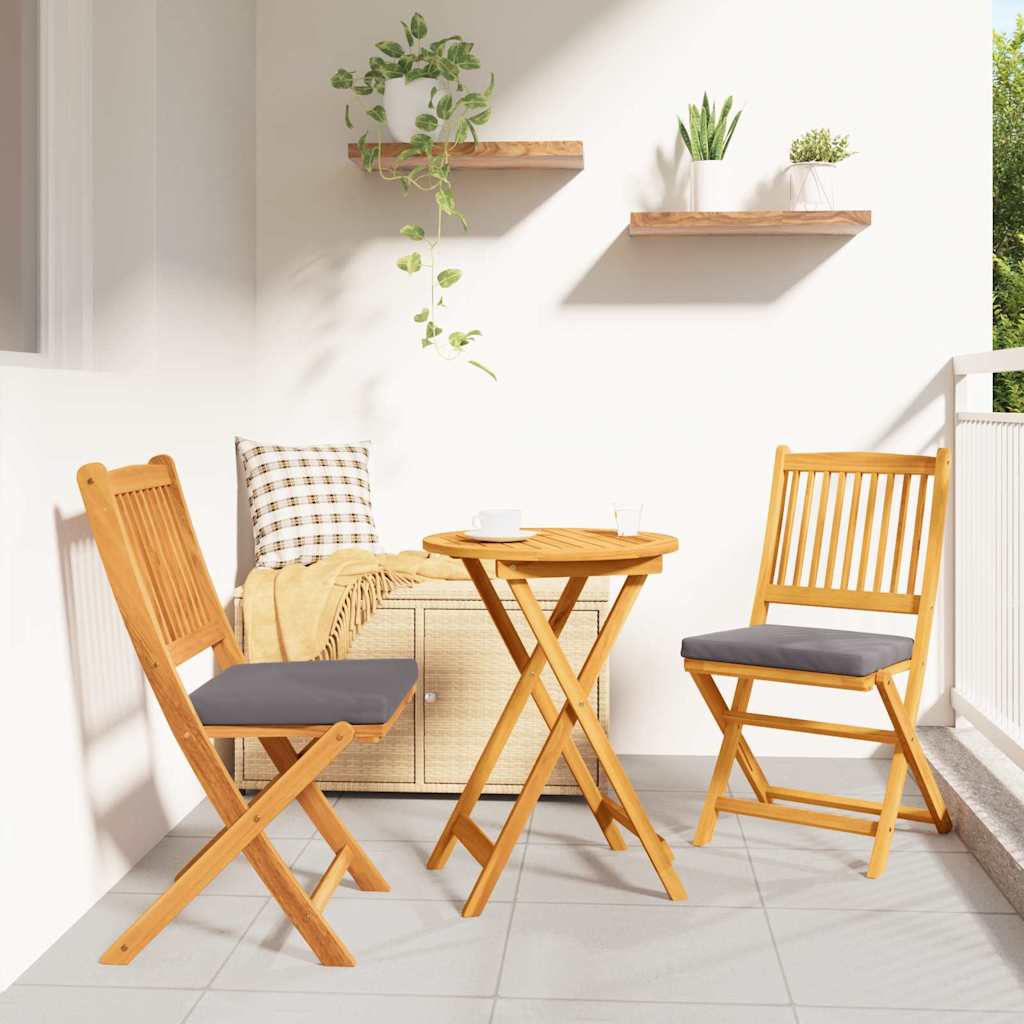 Klappstuhl mit Kissen 2 pcs Braun Massivholz Akazie