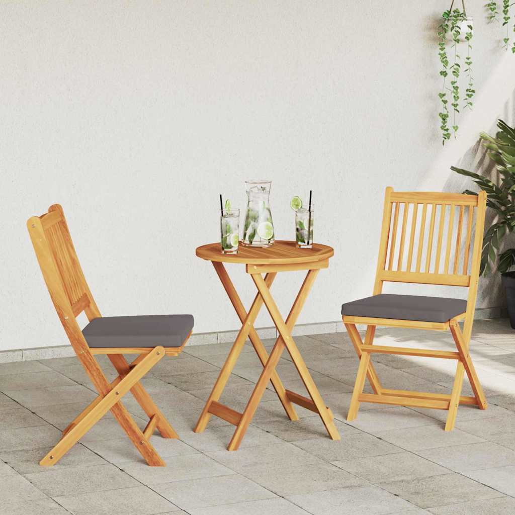 Klappstuhl mit Kissen 2 pcs Braun Massivholz Akazie