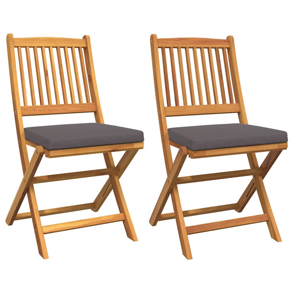 Klappstuhl mit Kissen 2 pcs Braun Massivholz Akazie
