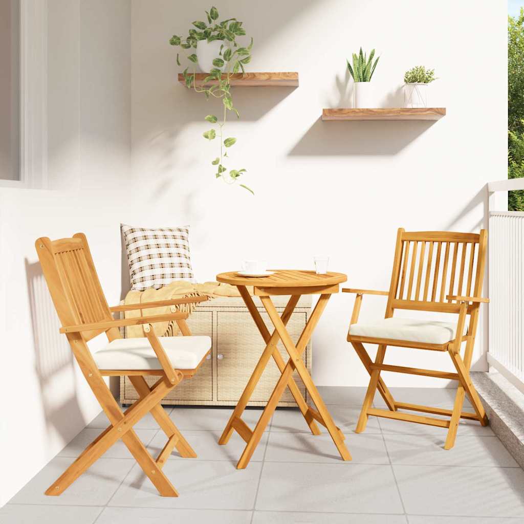 Klappstuhl mit Kissen 2 pcs Braun Massivholz Akazie