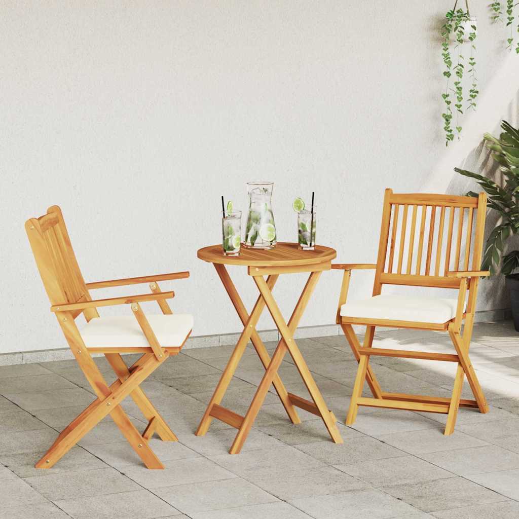 Klappstuhl mit Kissen 2 pcs Braun Massivholz Akazie