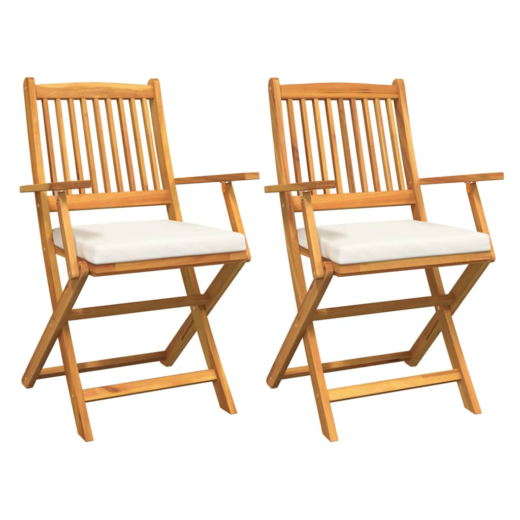 Klappstuhl mit Kissen 2 pcs Braun Massivholz Akazie