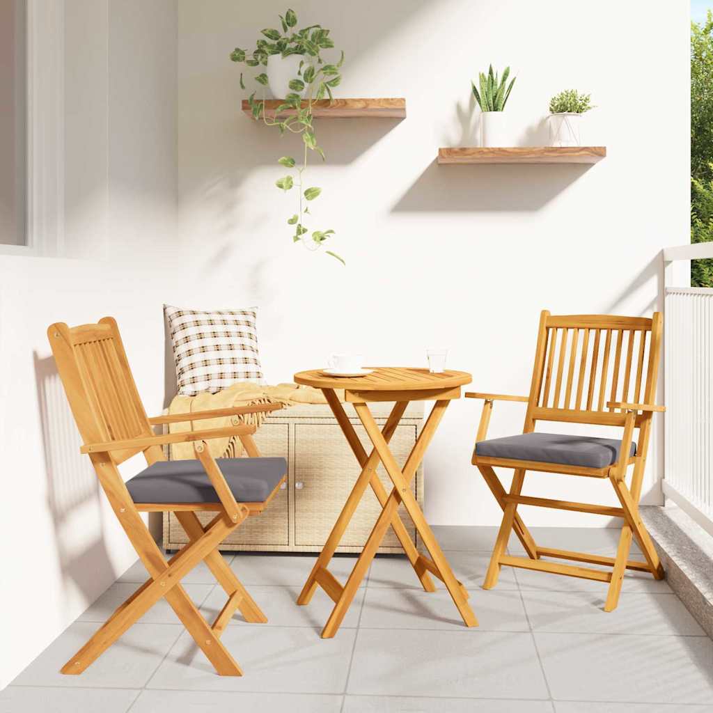 Klappstuhl mit Kissen 2 pcs Braun Massivholz Akazie