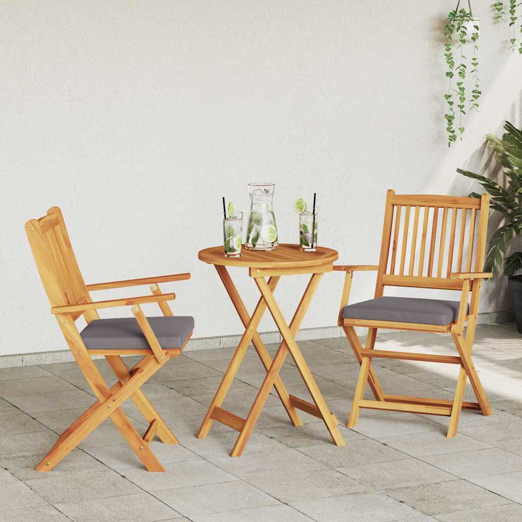 Klappstuhl mit Kissen 2 pcs Braun Massivholz Akazie