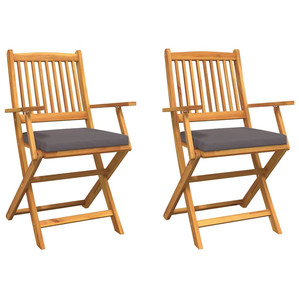 Klappstuhl mit Kissen 2 pcs Braun Massivholz Akazie