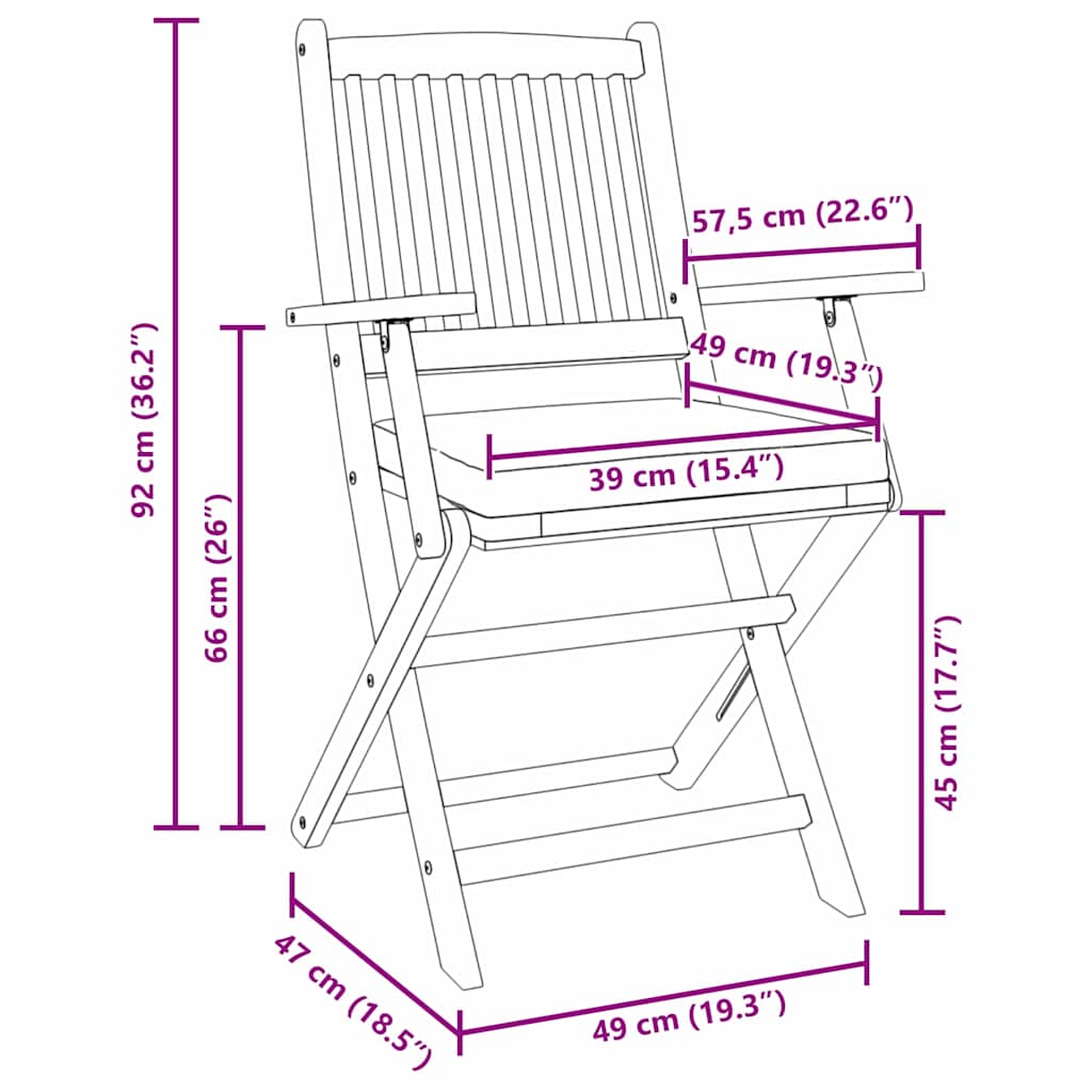 Klappstuhl mit Kissen 2 pcs Braun Massivholz Akazie