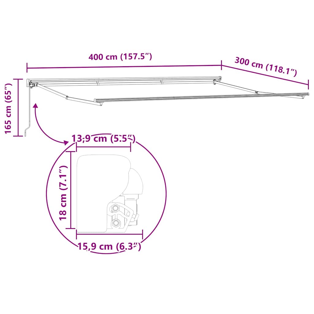 Markisenrahmen Verstellbar Anthrazit 4 x 3 m Stahl
