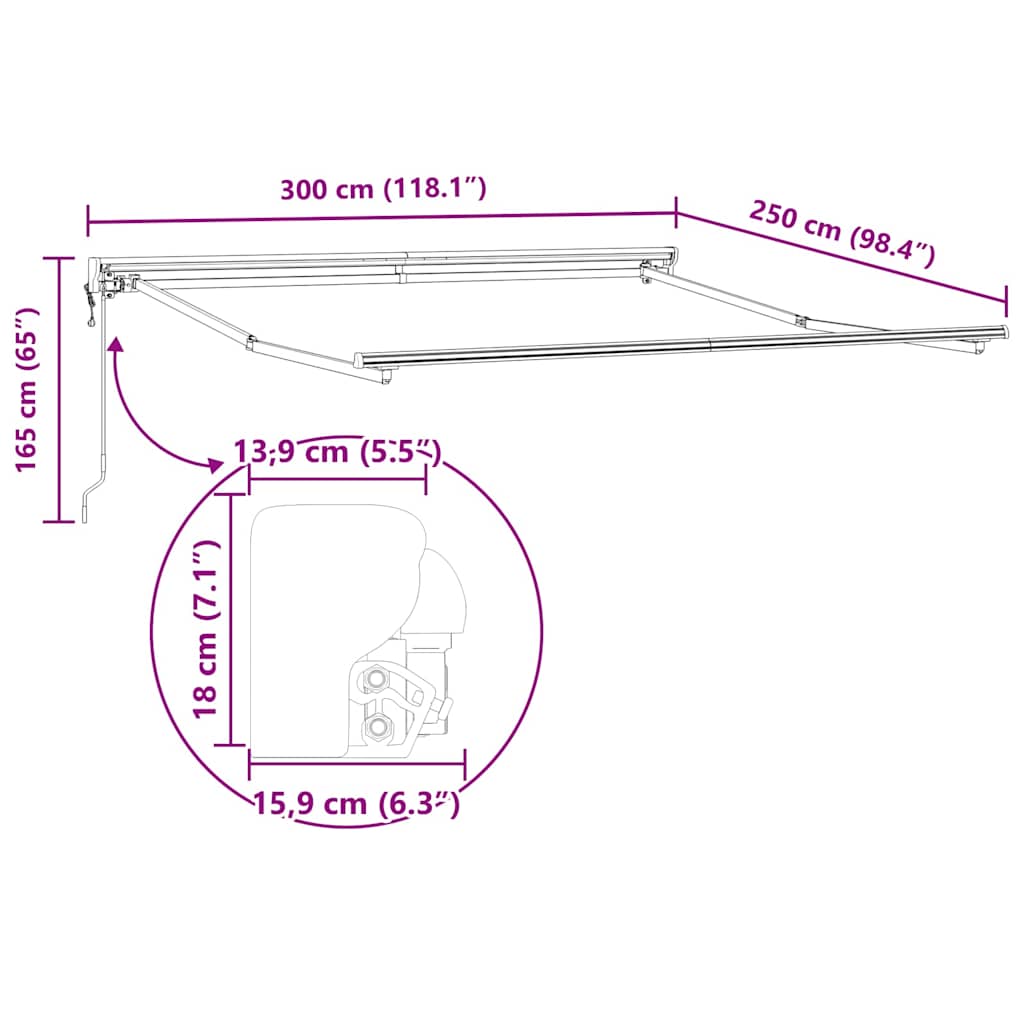 Markisenrahmen Verstellbar Anthrazit 3 x 2,5 m Stahl