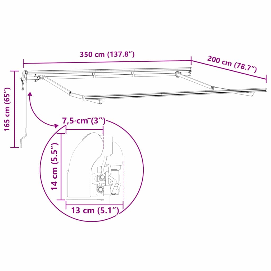 Markisenrahmen Weiß 3,5 x 2 m Metall
