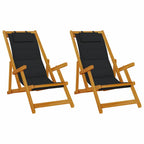 Liegestuhl mit Kissen 2 pcs Braun Massivholz Akazie