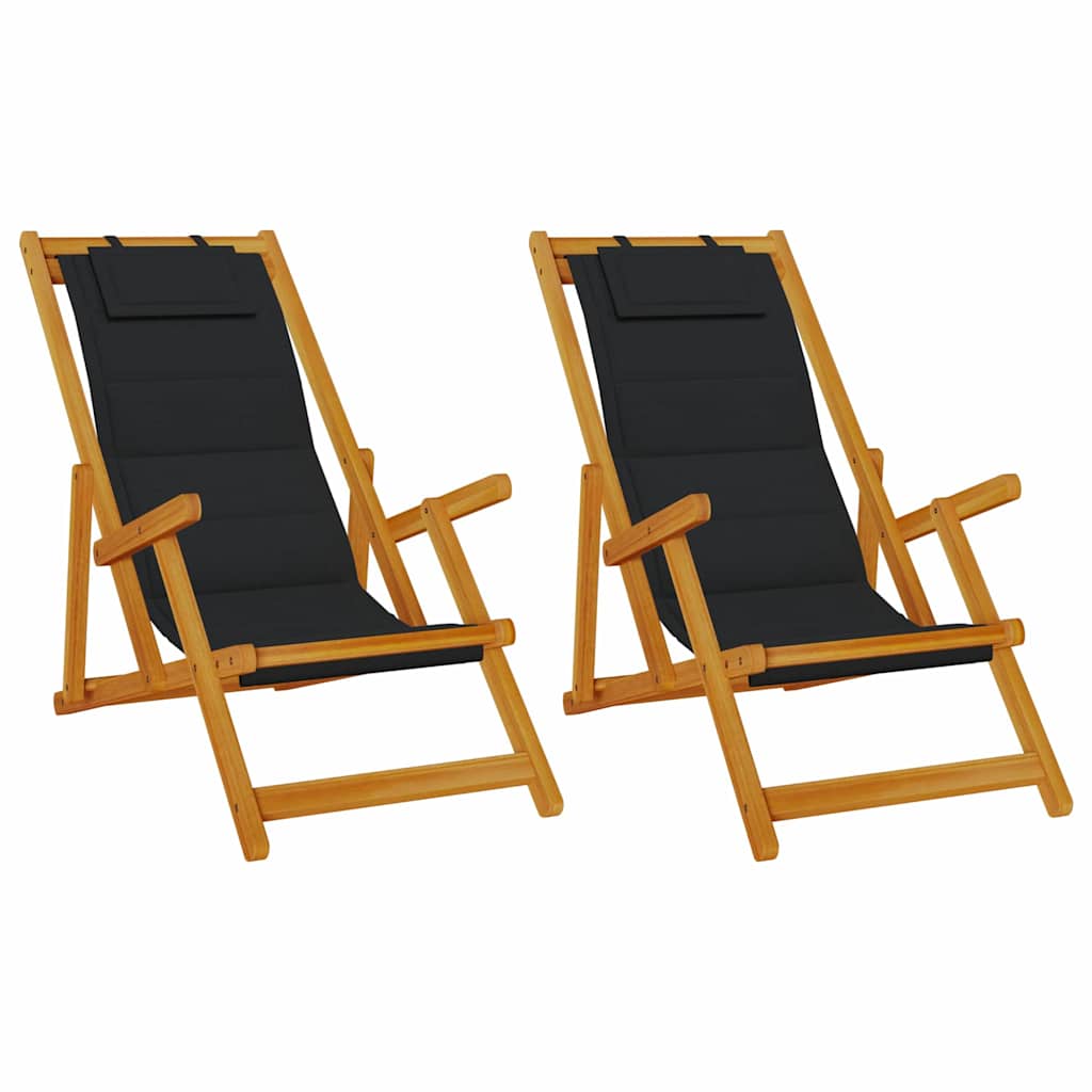 Liegestuhl mit Kissen 2 pcs Braun Massivholz Akazie