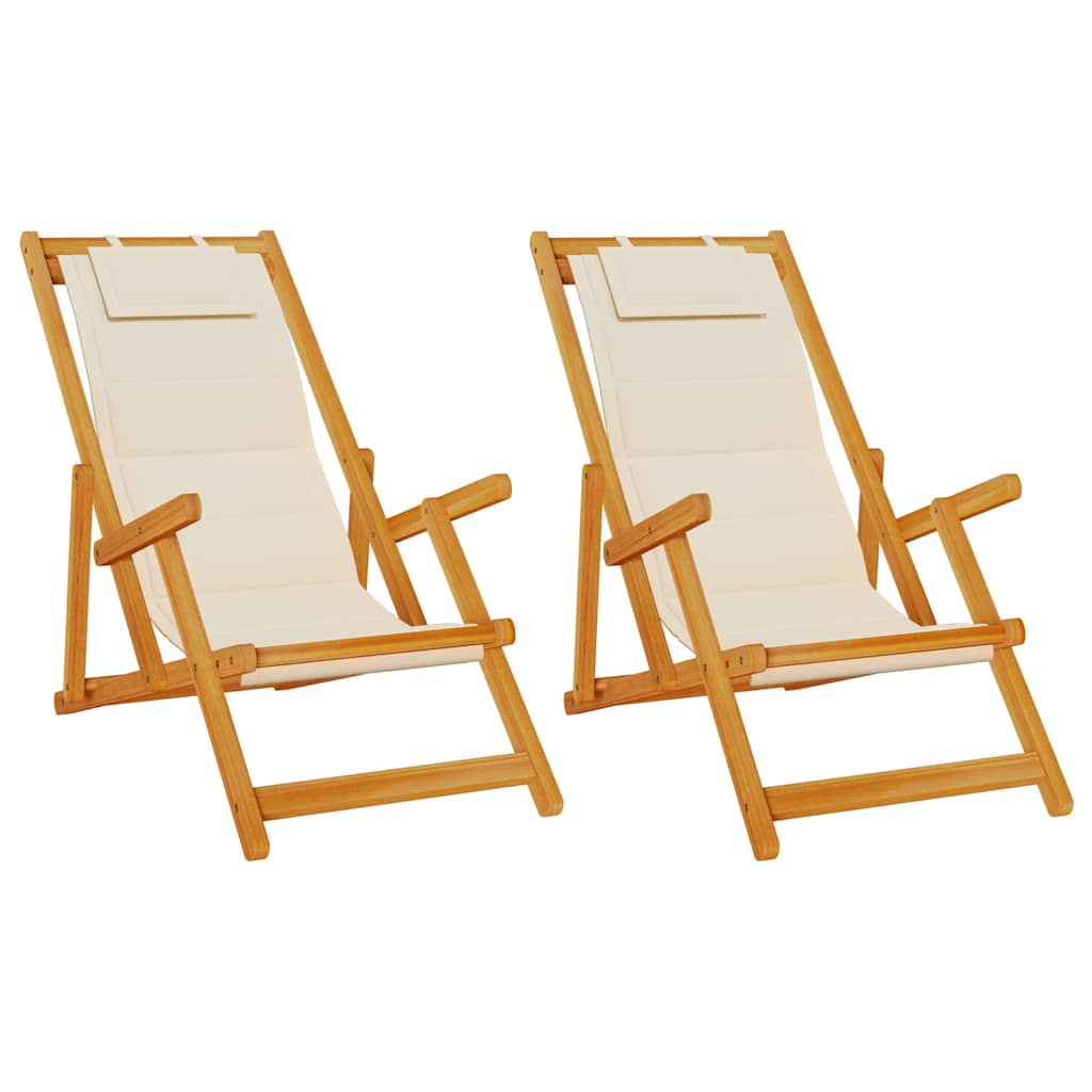Liegestuhl mit Kissen 2 pcs Braun Massivholz Akazie