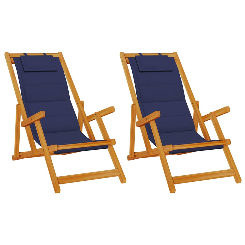 Liegestuhl mit Kissen 2 pcs Braun Massivholz Akazie
