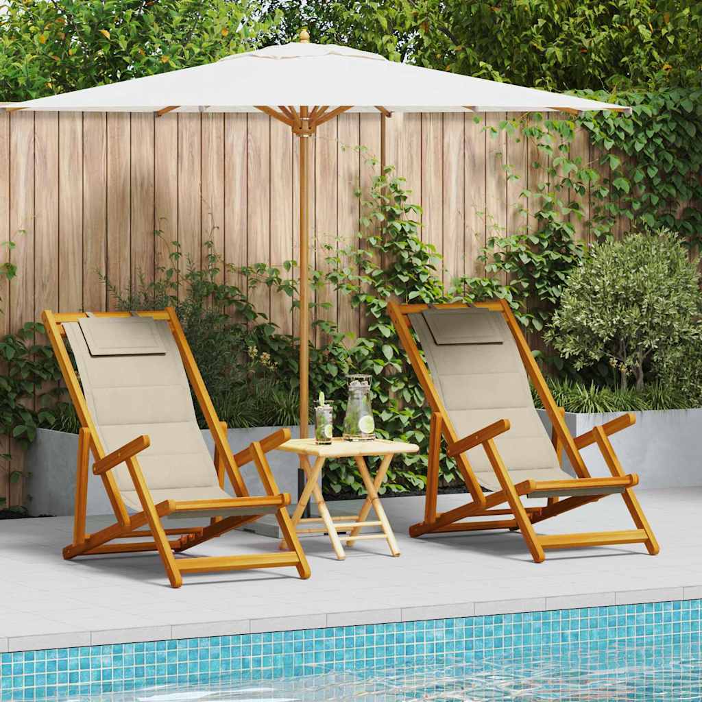 Liegestuhl mit Kissen 2 pcs Braun Massivholz Akazie
